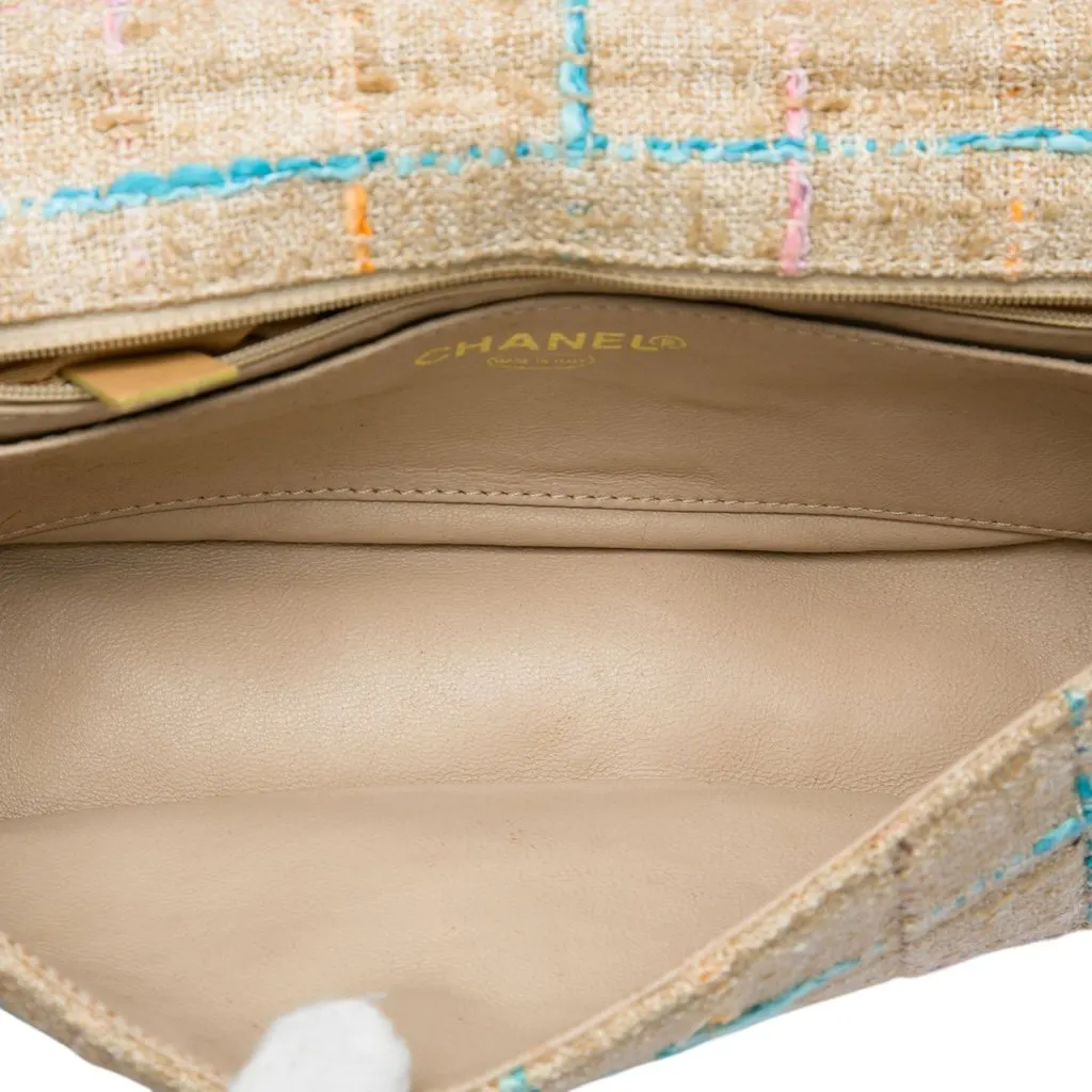 Chanel Chocolate Bar Tweed Mademoiselle Satchel Beige Very good - Model View
