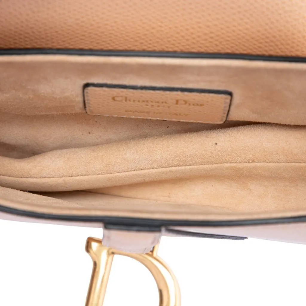 Dior Mini Grained Calfskin Saddle Bag Beige Leather Very good - Model View