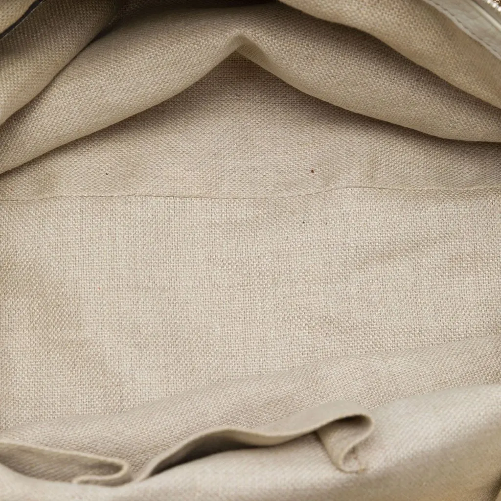 Gucci GG Canvas Icon Bit Satchel Beige Canvas Good - Model View