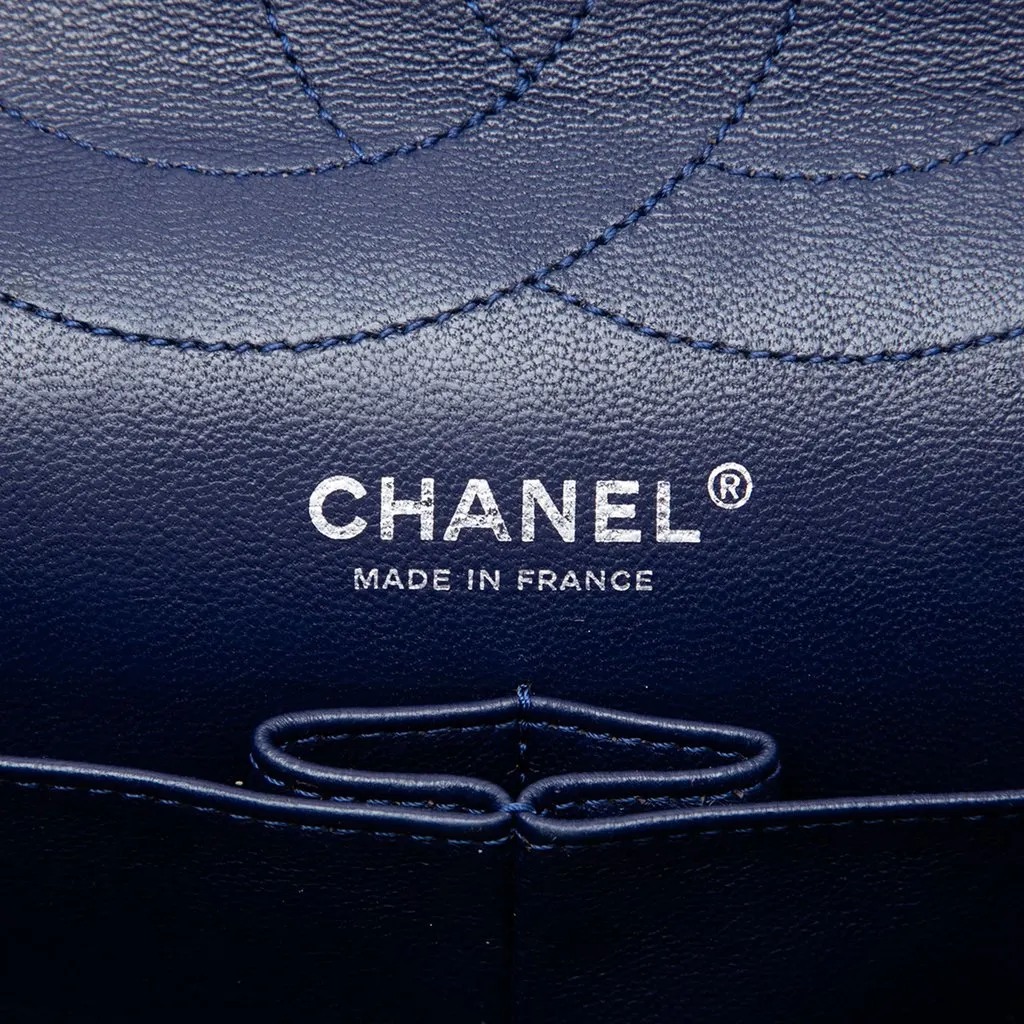 Chanel Quilted Crinkled Patent Reissue 2.55 Double Flap 227 Blue Leather Very good - Box View