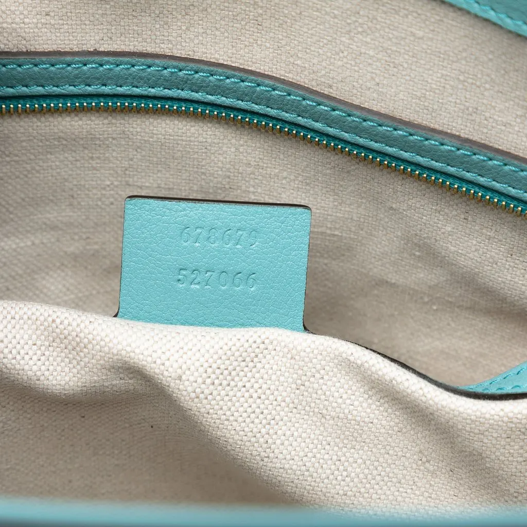 Gucci GG Star Embossed Leather Tote Blue Leather Very good - Box View