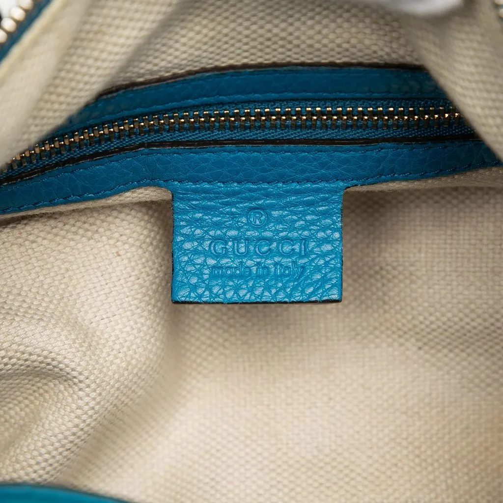 Gucci Medium Pebbled Calfskin Soho Boston Bag Blue Leather Very good - Box View