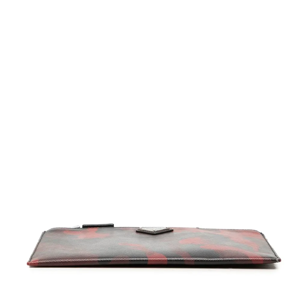 Prada Tessuto Camouflage Clutch Red Leather Very good - Inside View