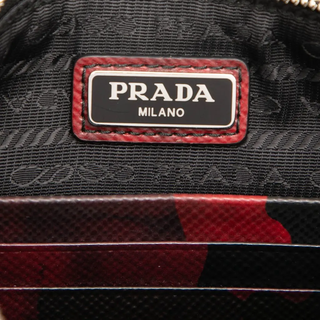 Prada Tessuto Camouflage Clutch Red Leather Very good - Box View