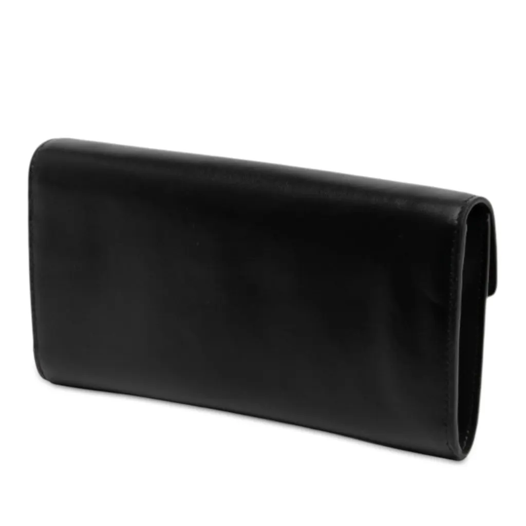 Miu Miu Soft Calf Logo Wallet on Strap Black Leather Very good - Back View