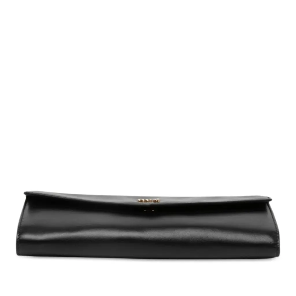 Miu Miu Soft Calf Logo Wallet on Strap Black Leather Very good - Inside View