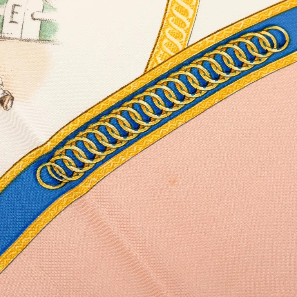 Hermès Ecole Francaise d Equitation Silk Scarf 90 White Very good - Box View