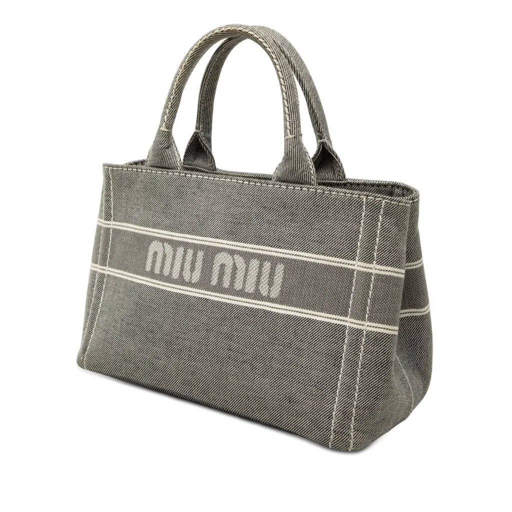 Miu Miu Small Denim Logo Satchel Grey Very good - Back View