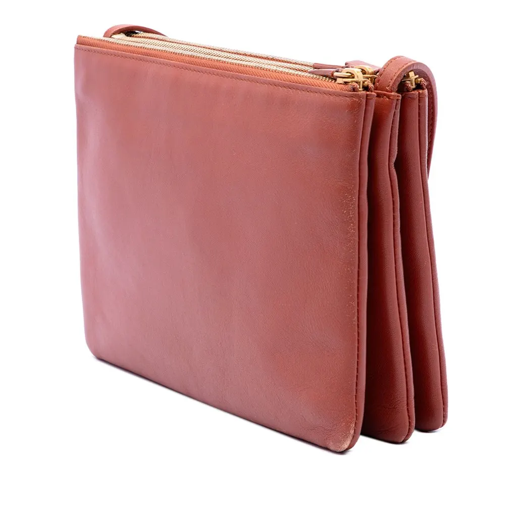 Celine Large Lambskin Trio Crossbody Red Leather Very good - Back View