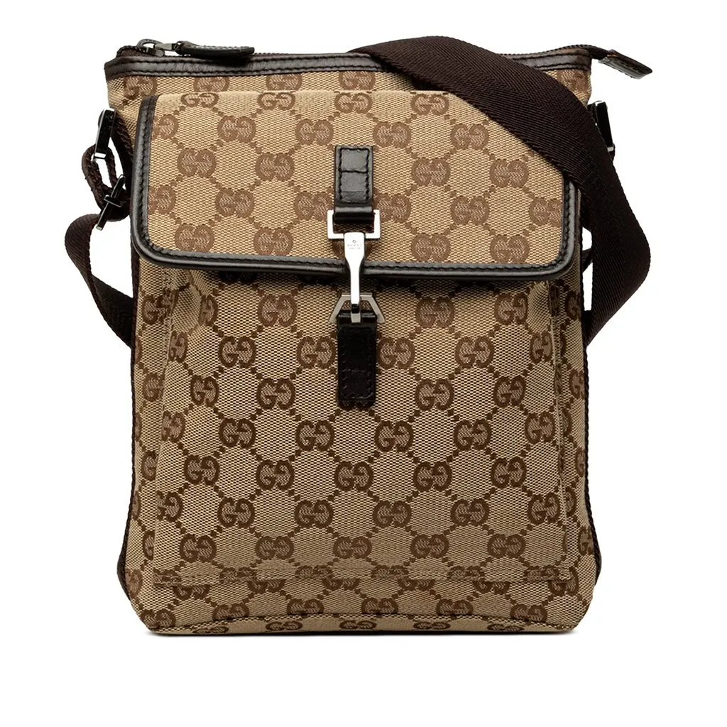 Gucci GG Canvas Jackie Crossbody Beige Canvas Good - Front View