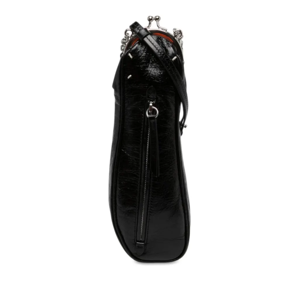 Maison Margiela Crinkled Calfskin Tabi Crossbody Black Leather Very good - Front View