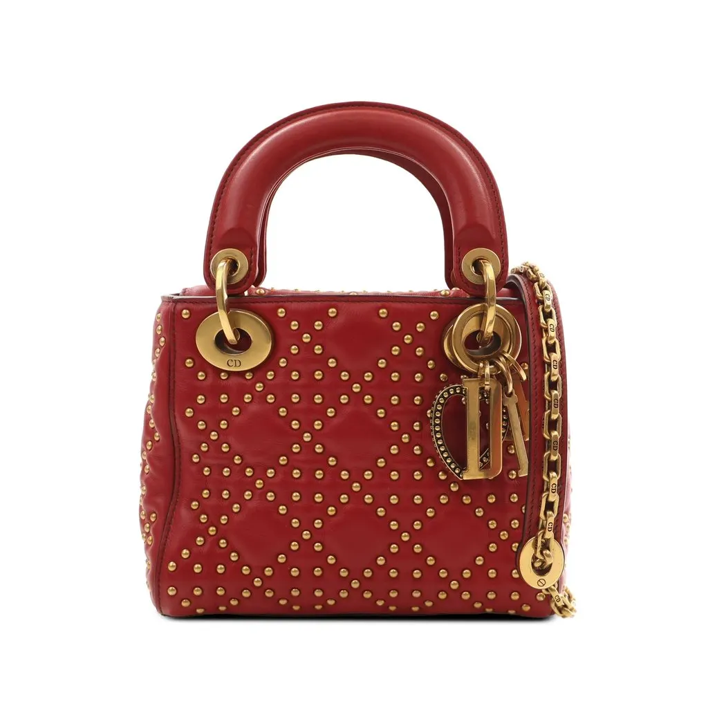 Dior Mini Lambskin Cannage Studded Supple Lady Dior