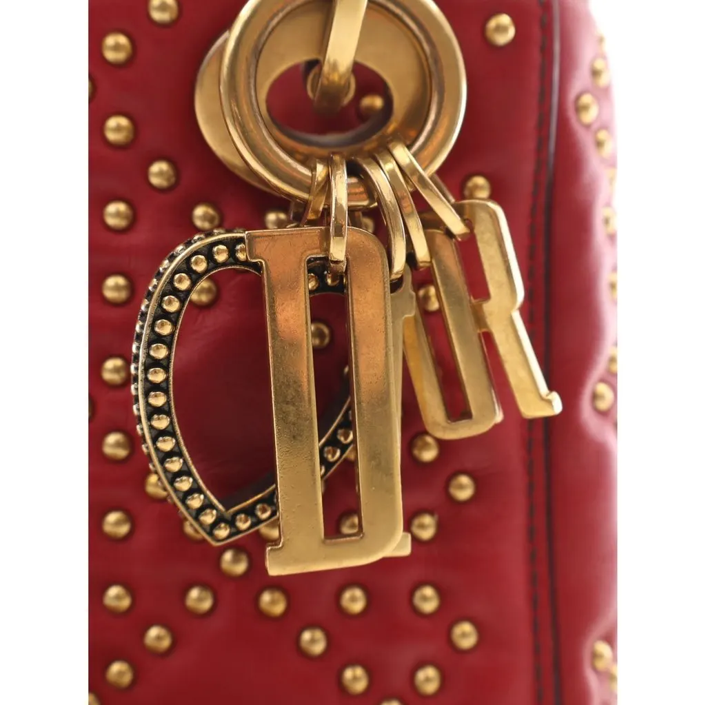 Dior Mini Lambskin Cannage Studded Supple Lady Dior Red Leather Very good - Box View
