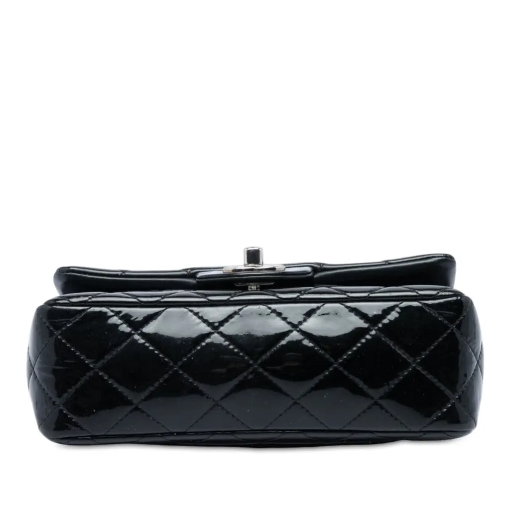 Chanel Mini Rectangular Classic Patent Single Flap Black Leather Very good - Inside View
