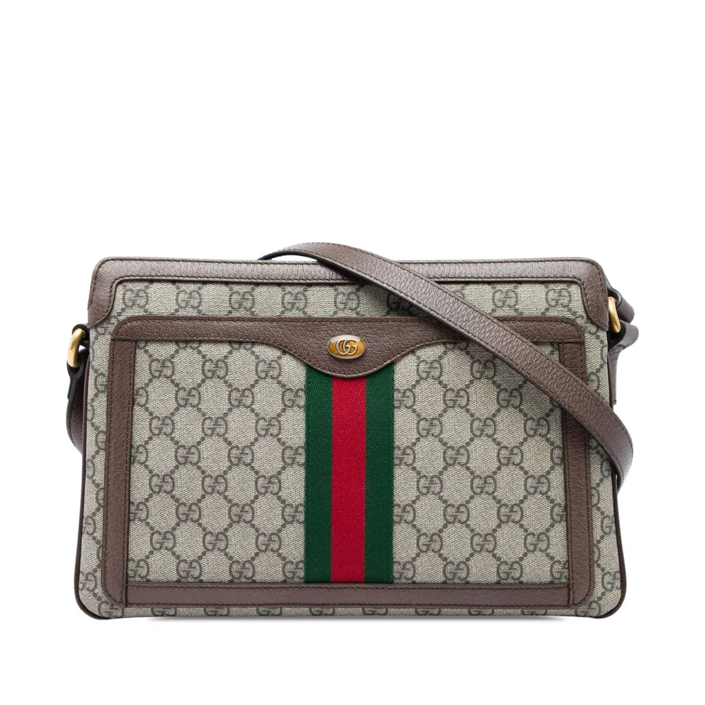 Gucci Medium GG Supreme Web Ophidia Crossbody Beige Very good - Front View
