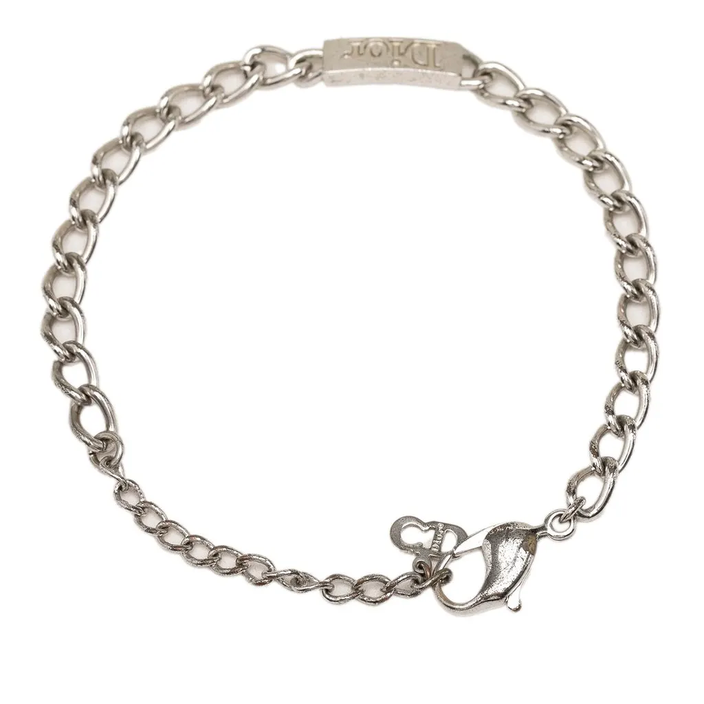 Dior Brass Logo Chain Link Bracelet Silver Brass Very good - Model View