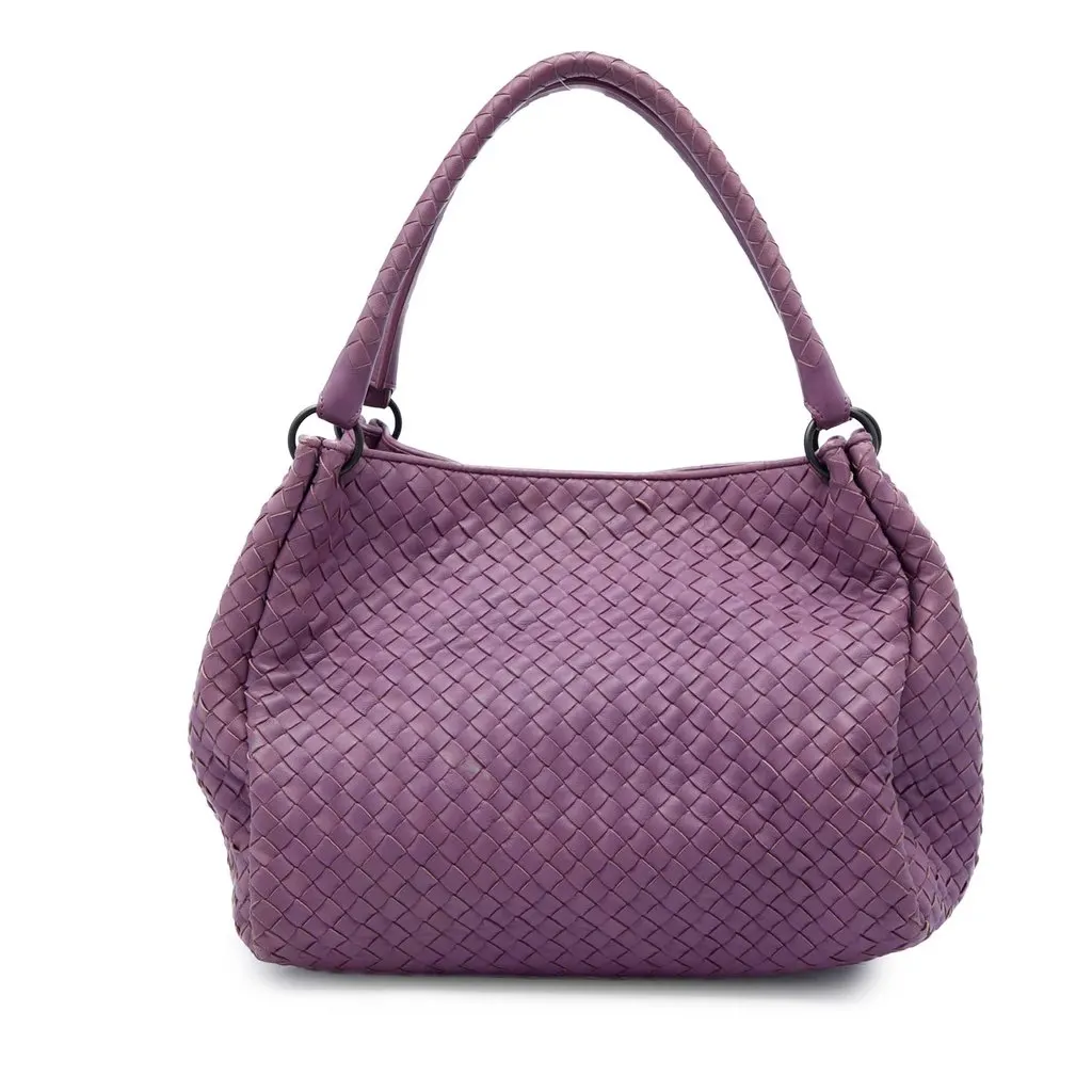 Bottega Veneta Nappa Intrecciato Parachute Tote Purple Leather Very good - Front View