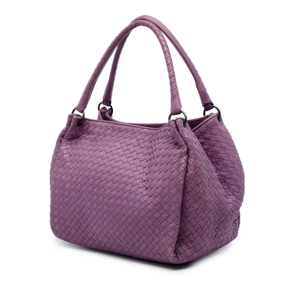 Bottega Veneta Nappa Intrecciato Parachute Tote Purple Leather Very good - Back View