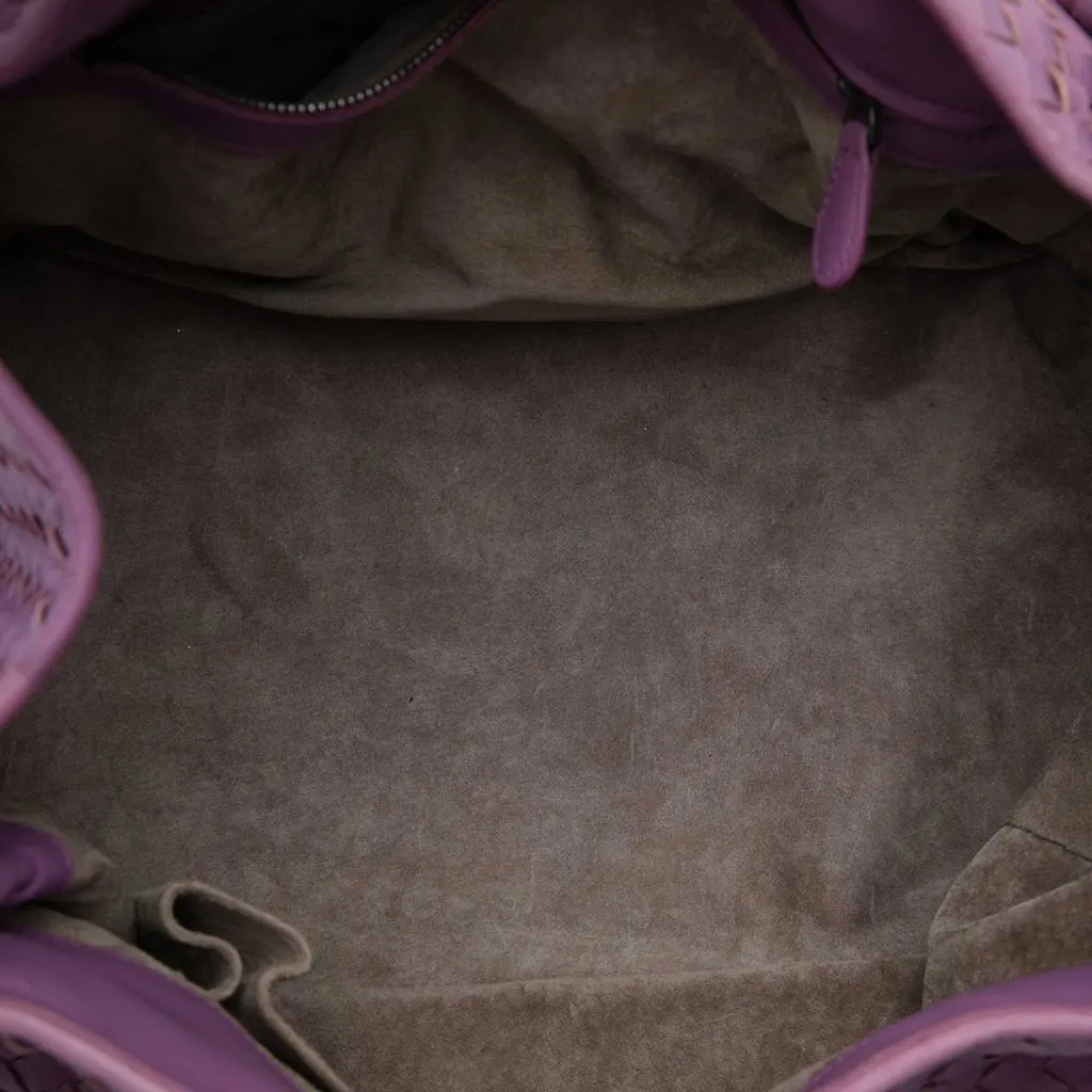 Bottega Veneta Nappa Intrecciato Parachute Tote Purple Leather Very good - Model View