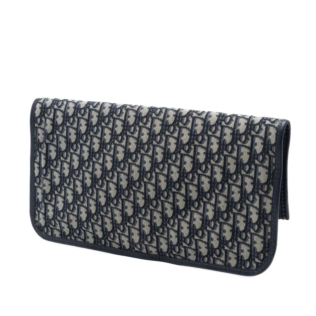Dior Oblique Canvas Fold Over Clutch Blue Very good - Back View