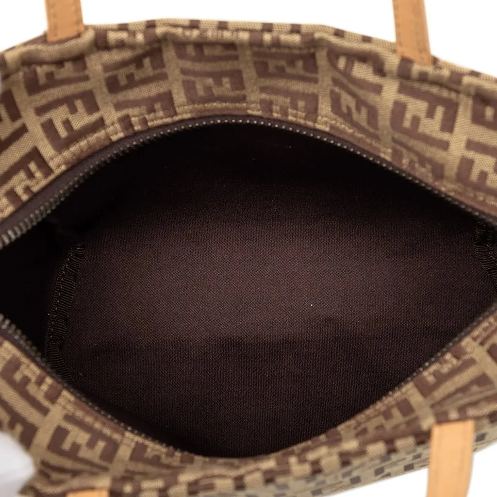 Fendi Mini Zucchino Canvas Handbag Beige Canvas Good - Model View