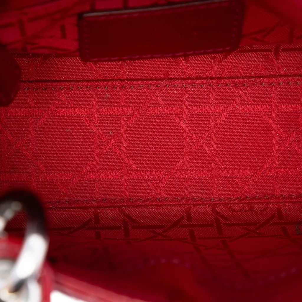 Dior Mini Patent Cannage Lady Dior Red Leather Very good - Model View