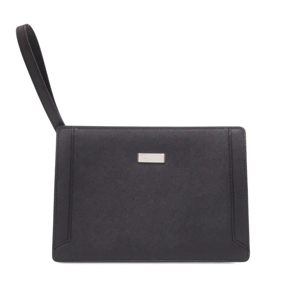 Burberry Leather Clutch Black Leather Very good - Front View