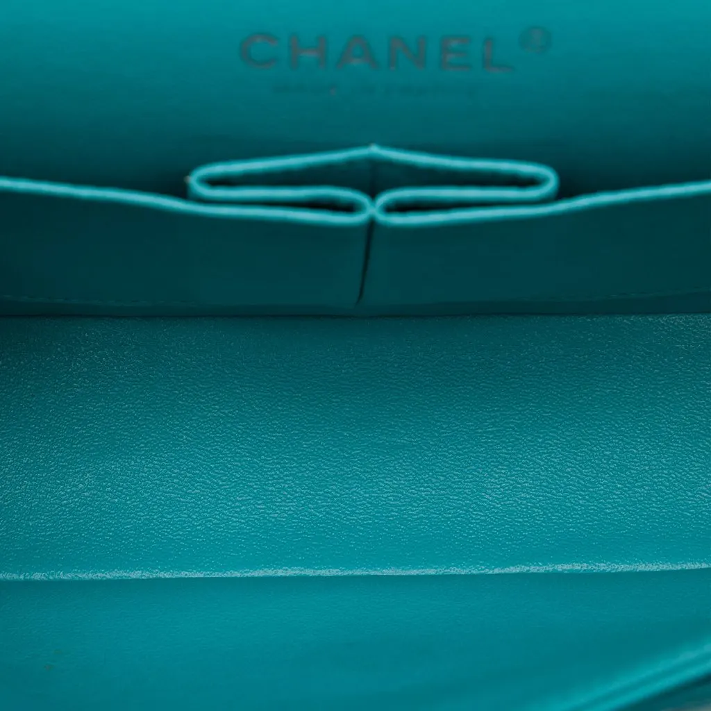 Chanel Medium Classic Lambskin Double Flap Blue Leather Very good - Model View