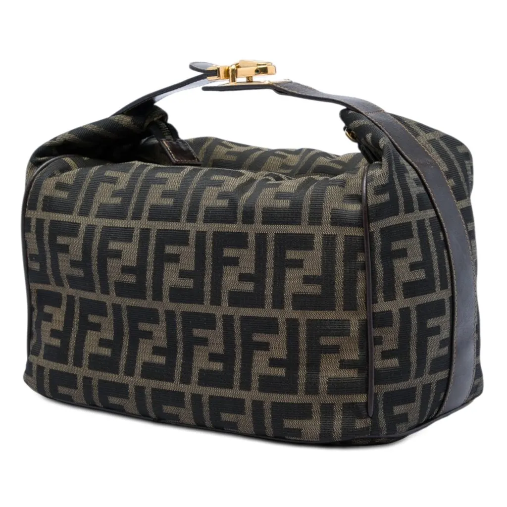 Fendi Zucca Canvas Vanity Cosmetic Bag Brown Very good - Back View