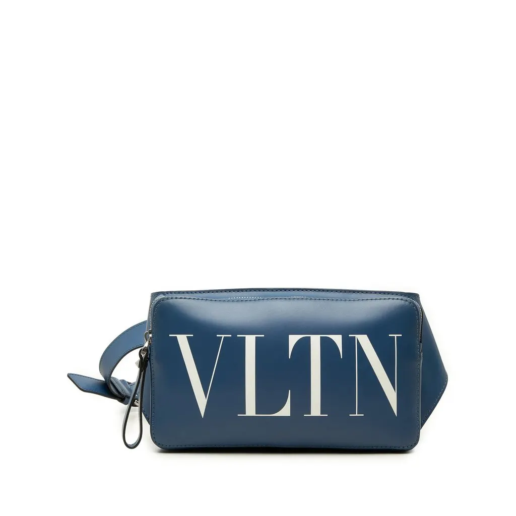 Valentino Leather VLTN Belt Bag Blue Leather Very good - Front View