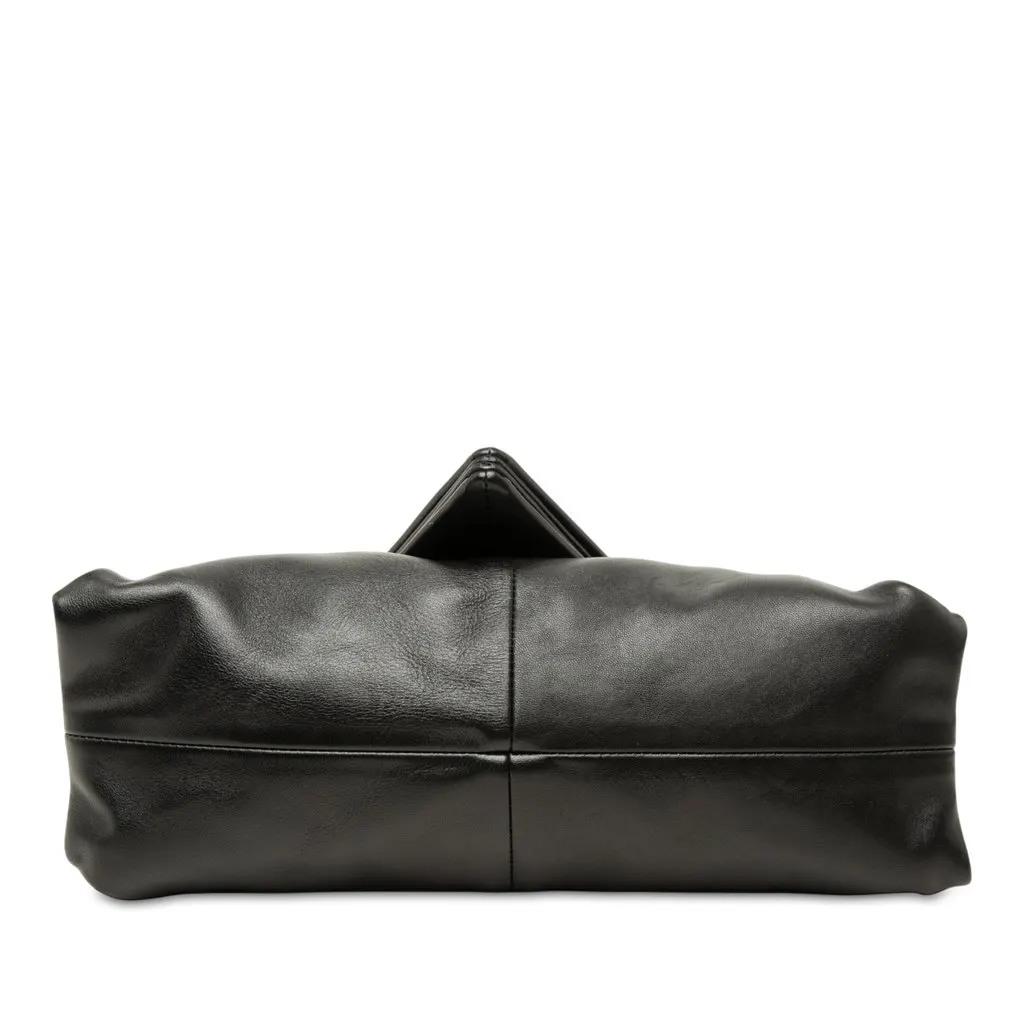 Bottega Veneta Lambskin Trine Fold Over Clutch Black Leather Very good - Inside View