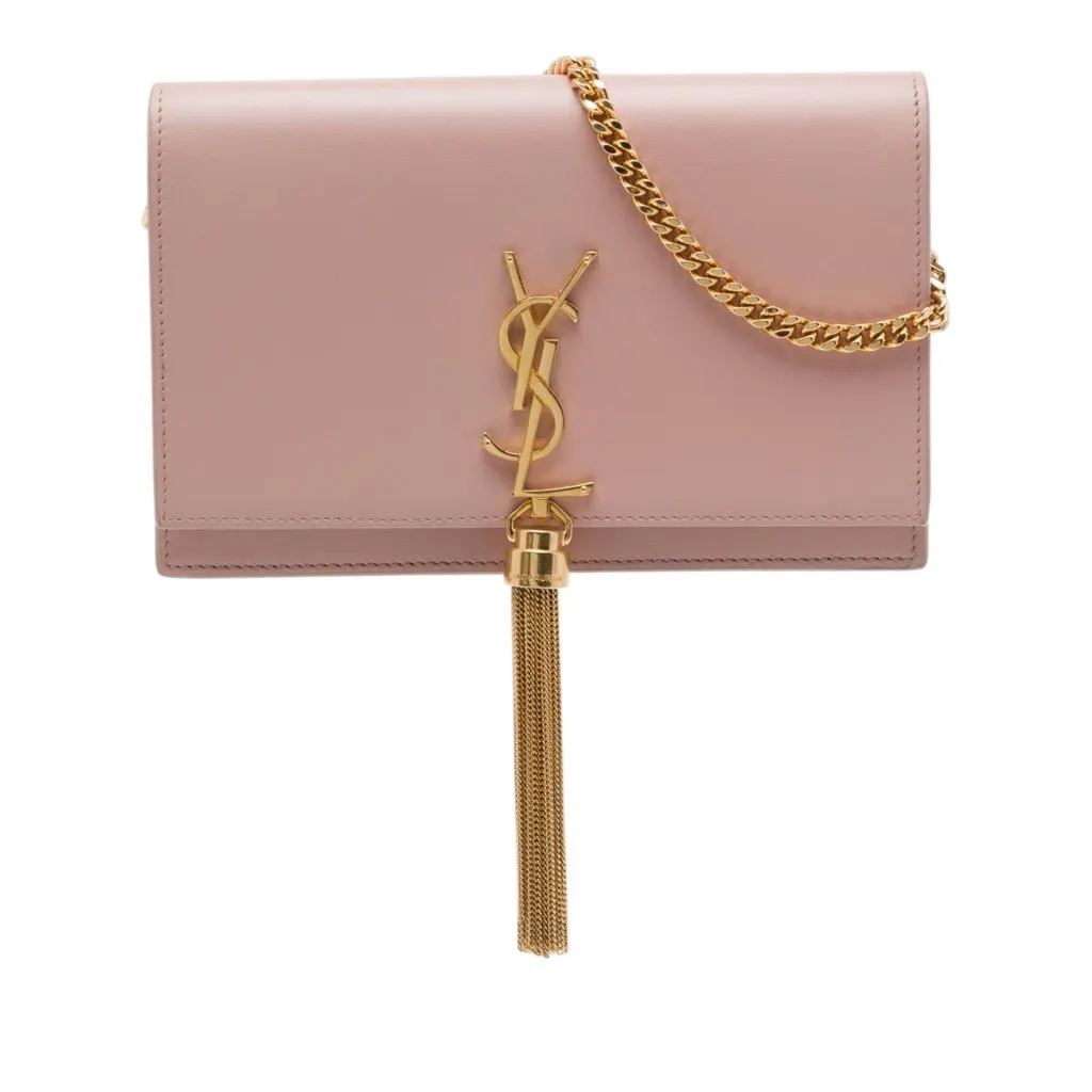 Saint Laurent Smooth Calfskin Monogram Kate Tassel Wallet on Chain Pink Leather Very good - Front View