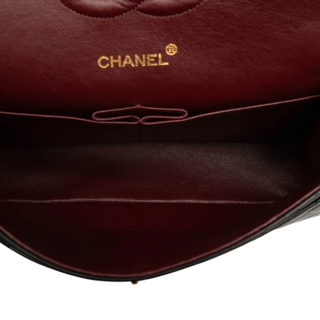 Chanel Medium Classic Lambskin Double Flap Black Leather Very good - Model View