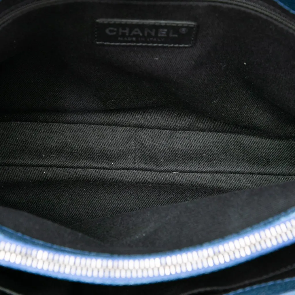 Chanel Medium Quilted Iridescent Caviar Chic Shopping Tote Blue Leather Very good - Model View