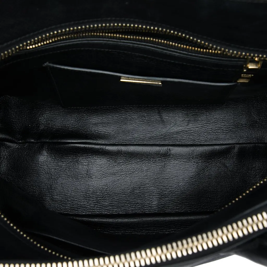 Prada Saffiano Cuir Triple Zip Dome Top Handle Bag Black Leather Very good - Model View