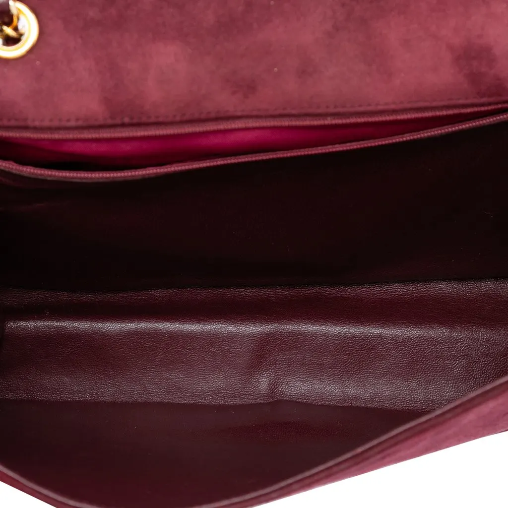 Chanel CC Quilted Suede Diamond Full Flap Red Leather Very good - Model View