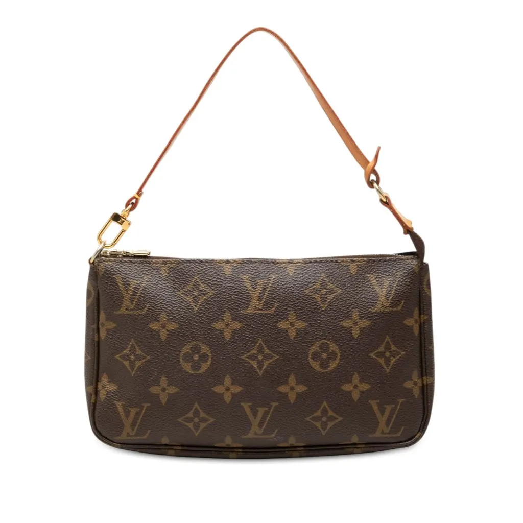 Louis Vuitton Monogram Pochette Accessoires Brown Canvas Good - Front View