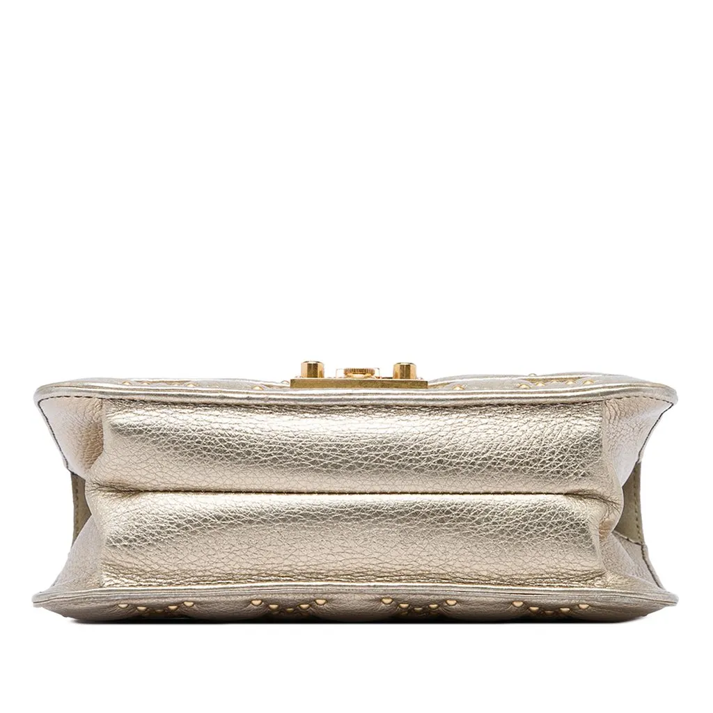 Dior Studded Metallic Lambskin DiorAddict Wallet on Chain Gold Leather Very good - Inside View