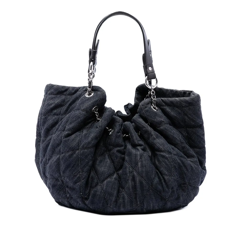 Chanel Large Quilted Denim Stretch Spirit Cabas Tote Blue Very good - Front View