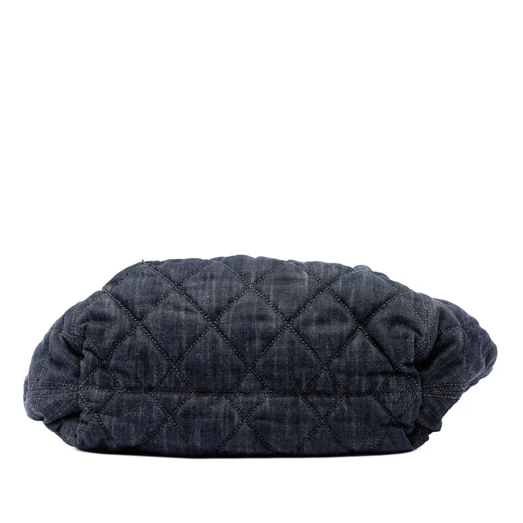 Chanel Large Quilted Denim Stretch Spirit Cabas Tote Blue Very good - Inside View
