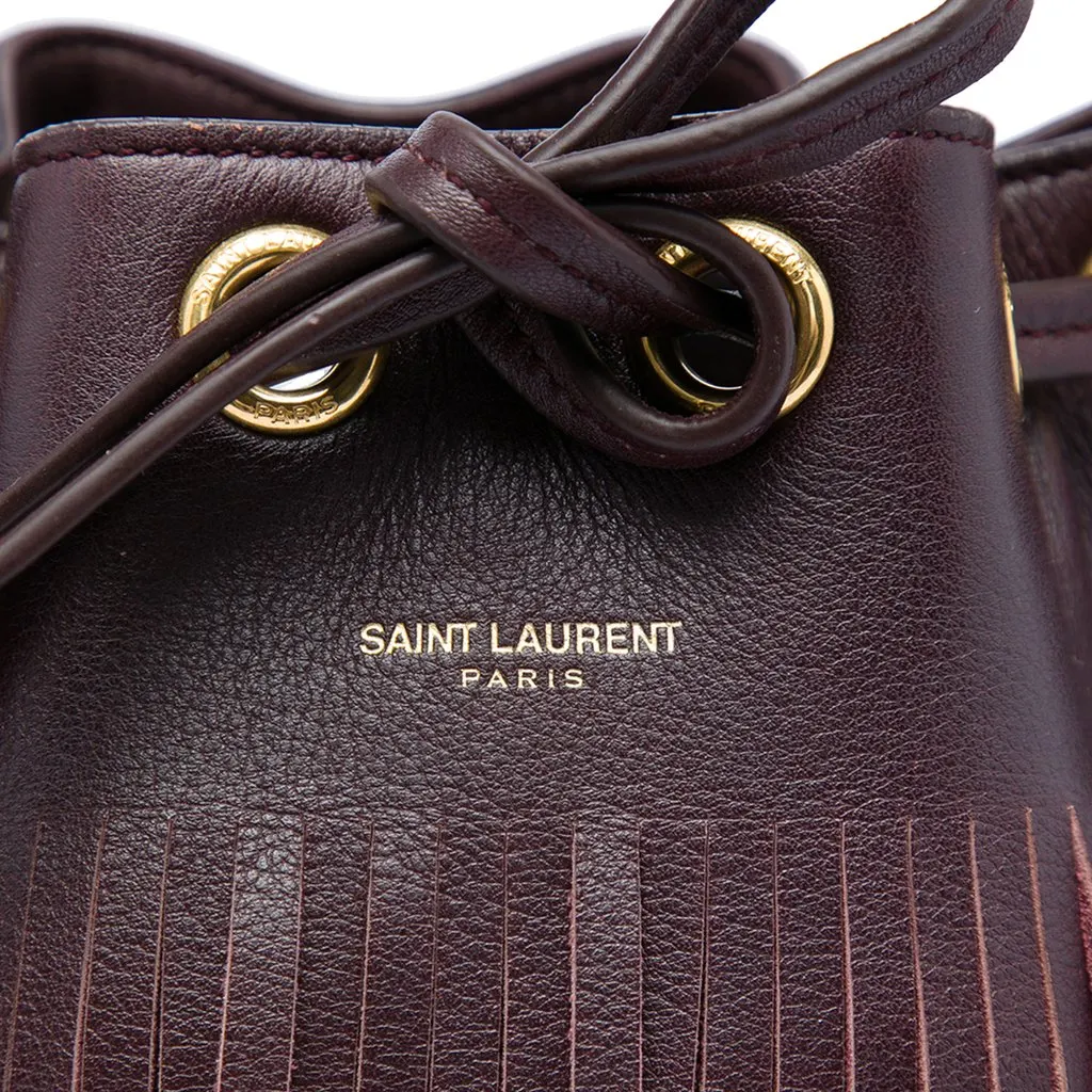 Saint Laurent Small Calfskin Emmanuelle Fringe Bucket Bag Red Leather Very good - Box View