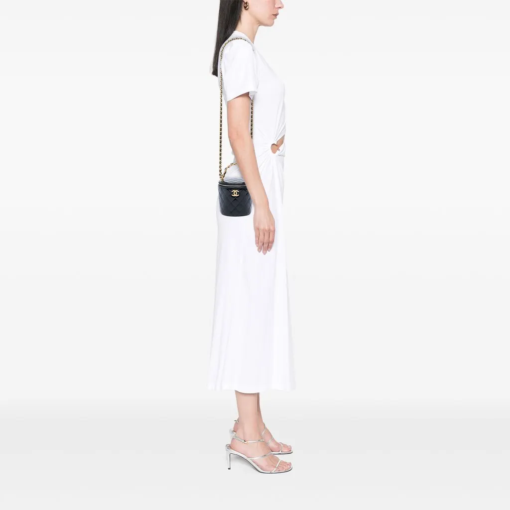 Chanel Quilted Patent Afternoon Tea Top Handle Vanity Case with Chain Black Leather Very good - Box View