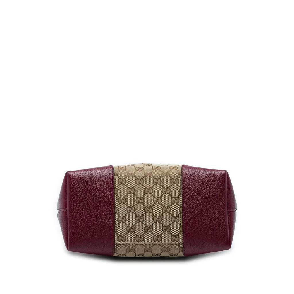 Gucci Medium GG Canvas Bree Fold Over Tote Beige Canvas Good - Inside View