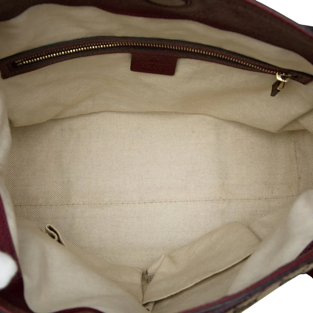 Gucci Medium GG Canvas Bree Fold Over Tote Beige Canvas Good - Model View