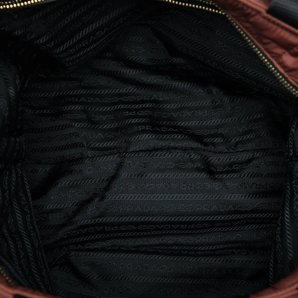 Prada Impuntu Tessuto Satchel Brown Very good - Model View