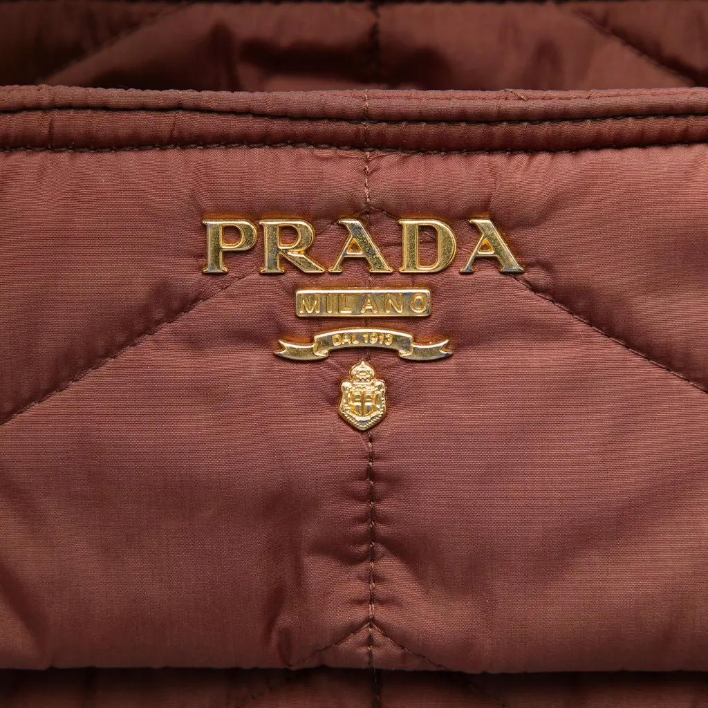 Prada Impuntu Tessuto Satchel Brown Very good - Box View