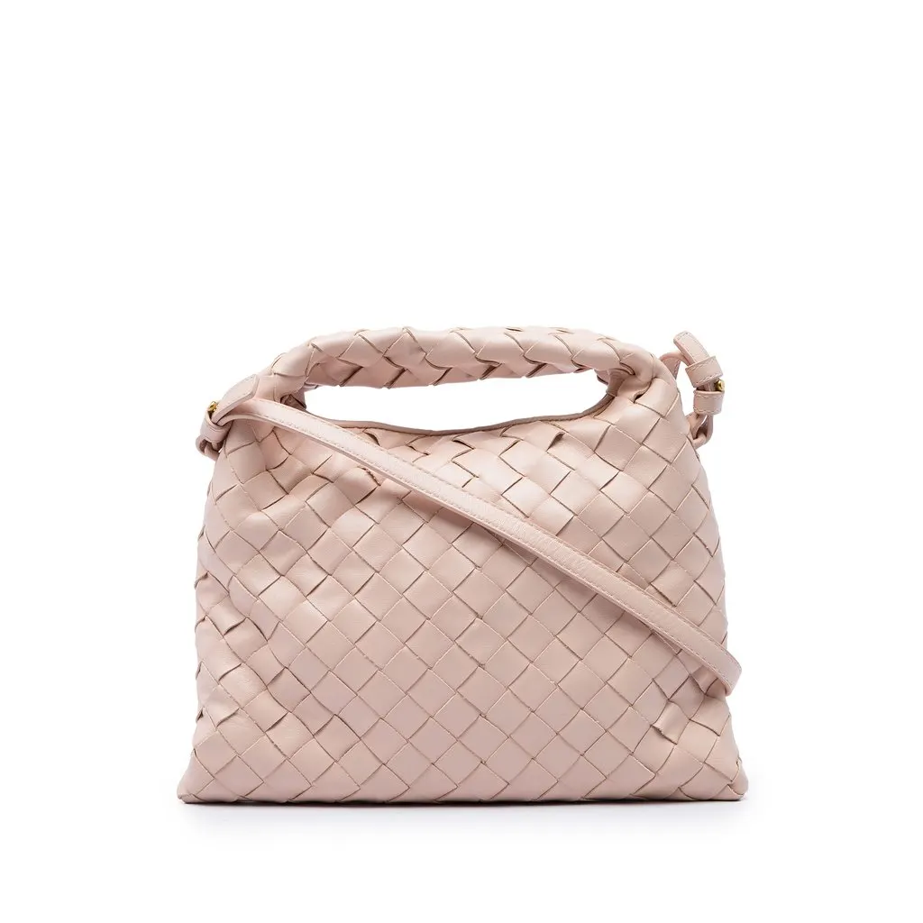 Bottega Veneta Mini Nappa Intrecciato Hop Satchel Pink Leather Very good - Front View