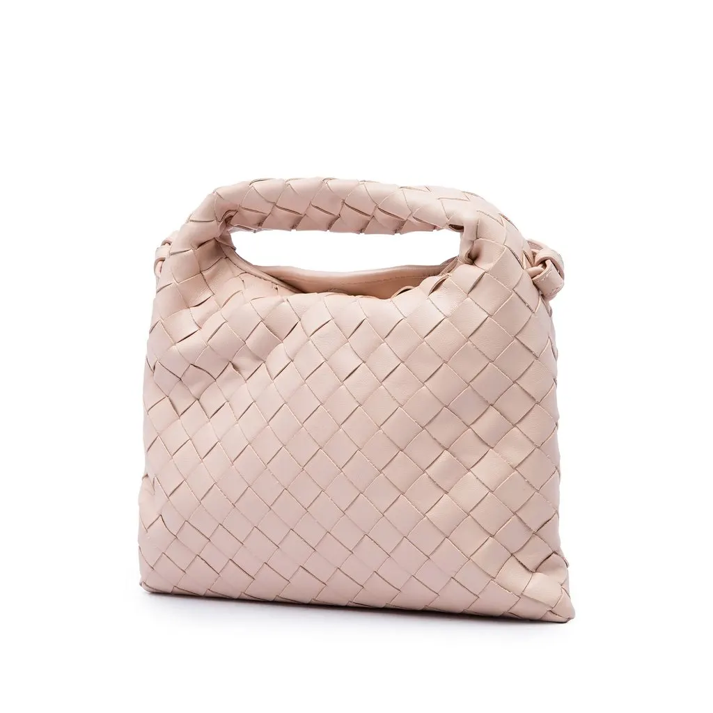 Bottega Veneta Mini Nappa Intrecciato Hop Satchel Pink Leather Very good - Back View