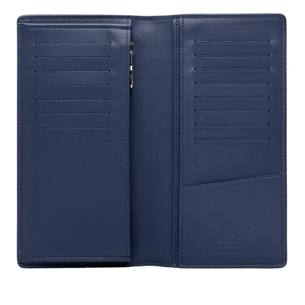 Louis Vuitton Monogram Ink Watercolor Portefeuille Brazza Bifold Long Wallet Blue Canvas Good - Model View
