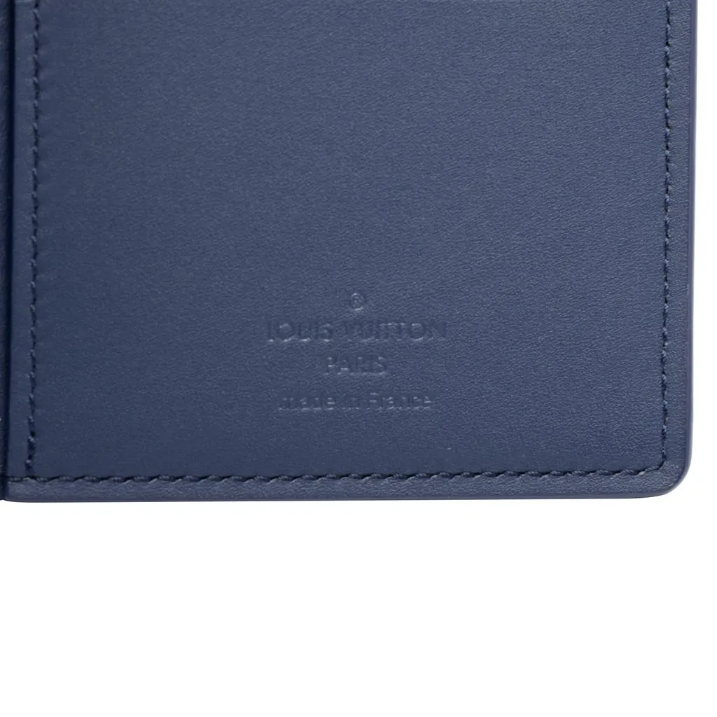 Louis Vuitton Monogram Ink Watercolor Portefeuille Brazza Bifold Long Wallet Blue Canvas Good - Box View